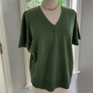 Short Sleeve V Neck Beautiful Green Sweater NWOT